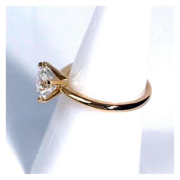 14KT 2 CARAT GENUINE MOISSANITE SOLID YELLOW GOLD SOLITAIRE RING NWOT - Picture 5 of 13